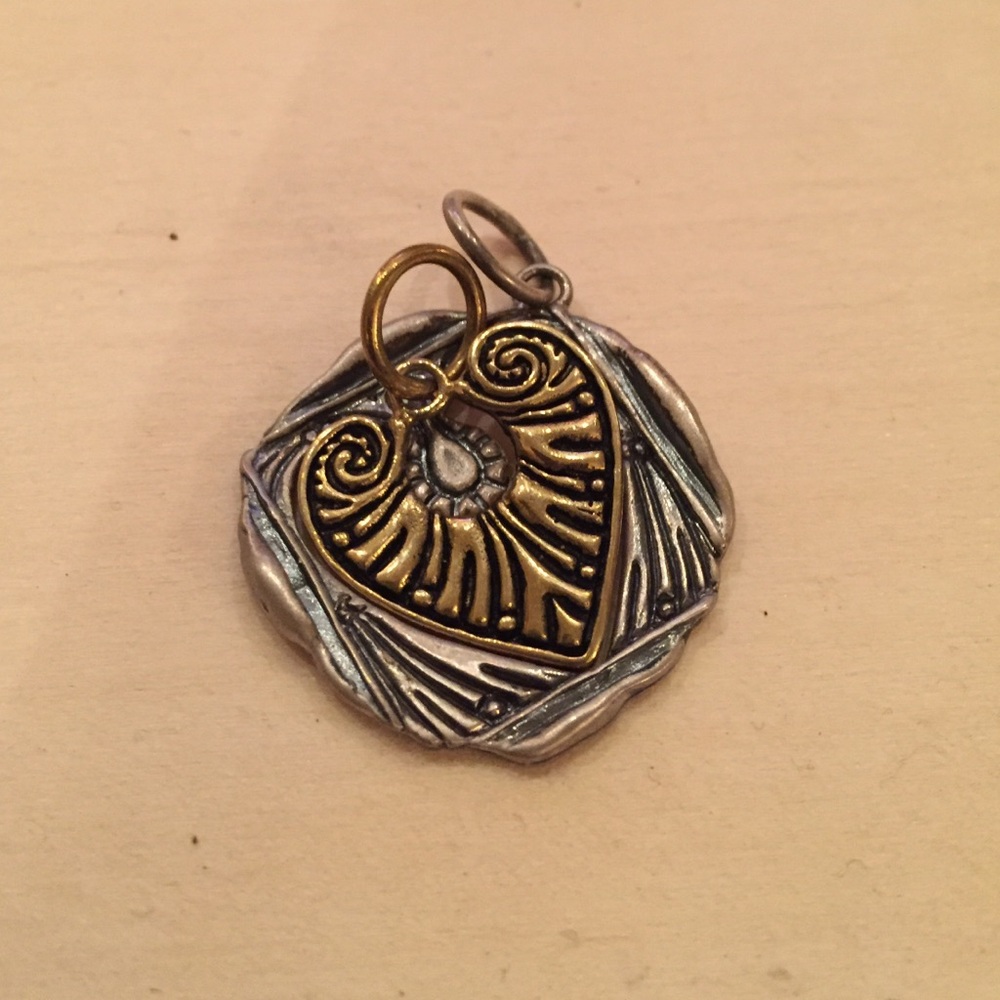 Waxing Poetic Gold and Silver Heart Necklace Pendant